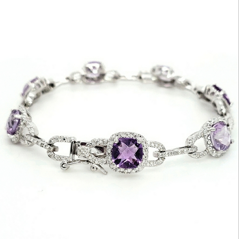 ⚫ Amethyst Sterling Silver Bracelet